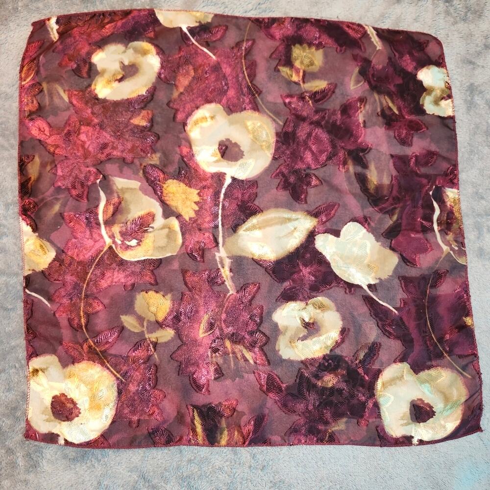 Scarf Square Burgudy And Cream Approx. 19" EUC